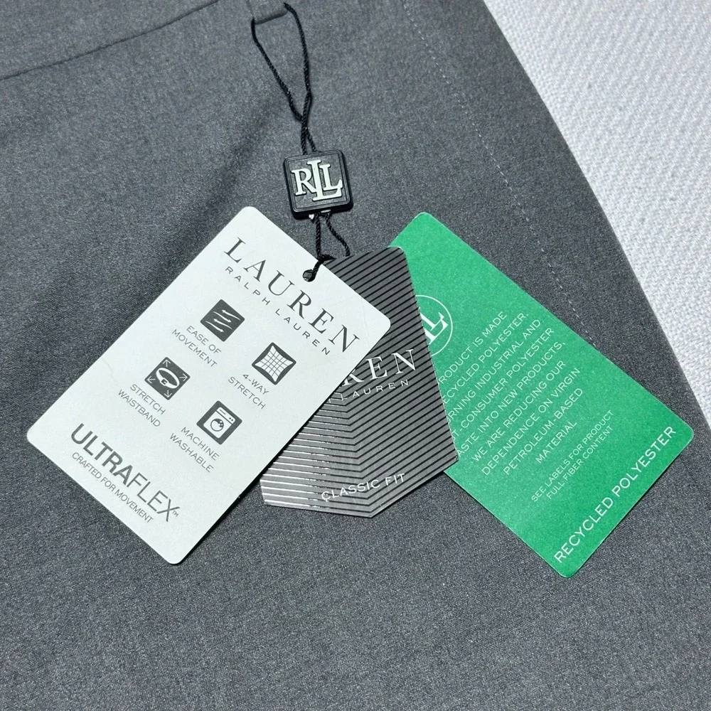 NEW Lauren Ralph Lauren Dress Pants 42x32 UltraFlex Classic Fit Flat Front Grey